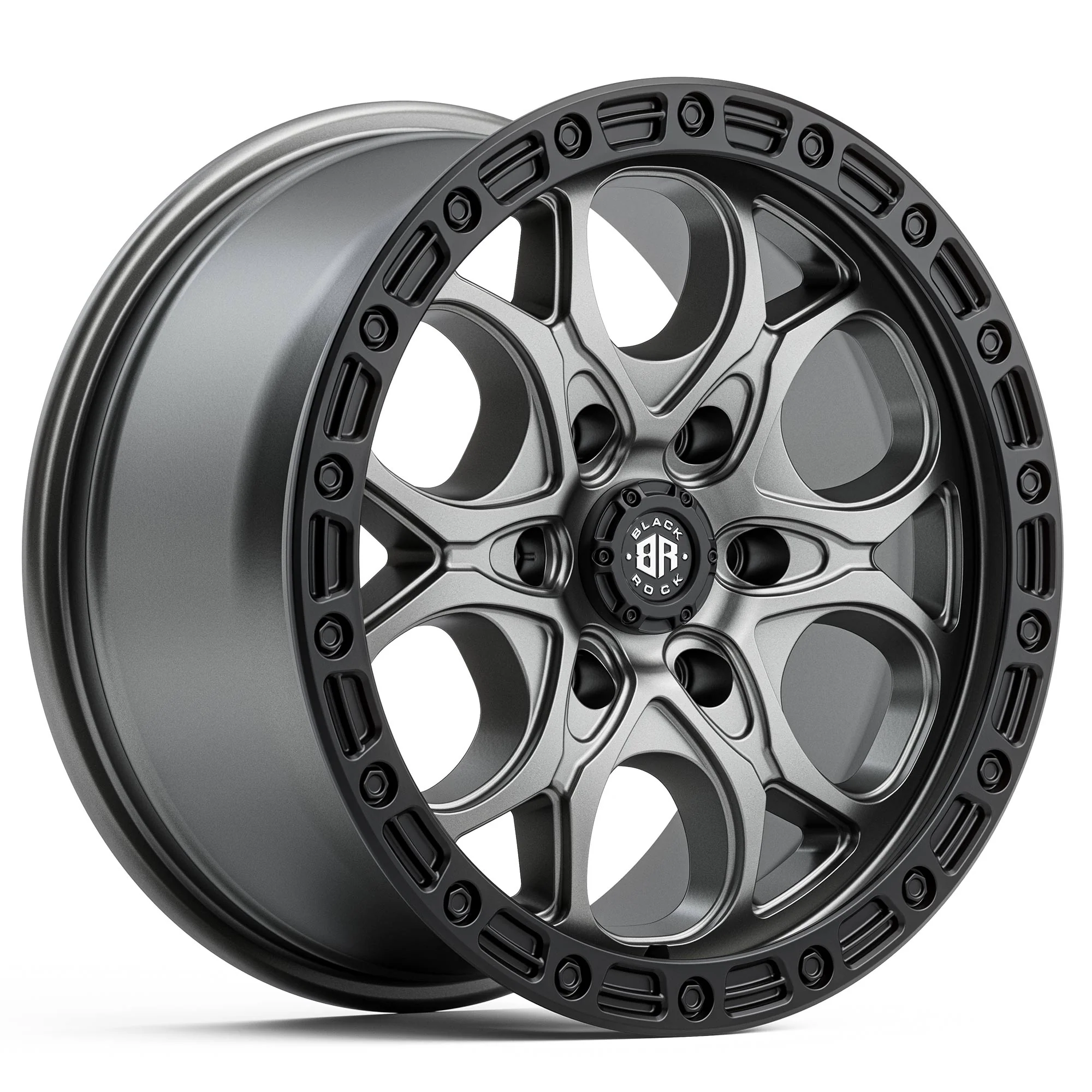 BLACK ROCK BOLT GUNMETAL GREY BLACK RING 18X8.5 6X139.7