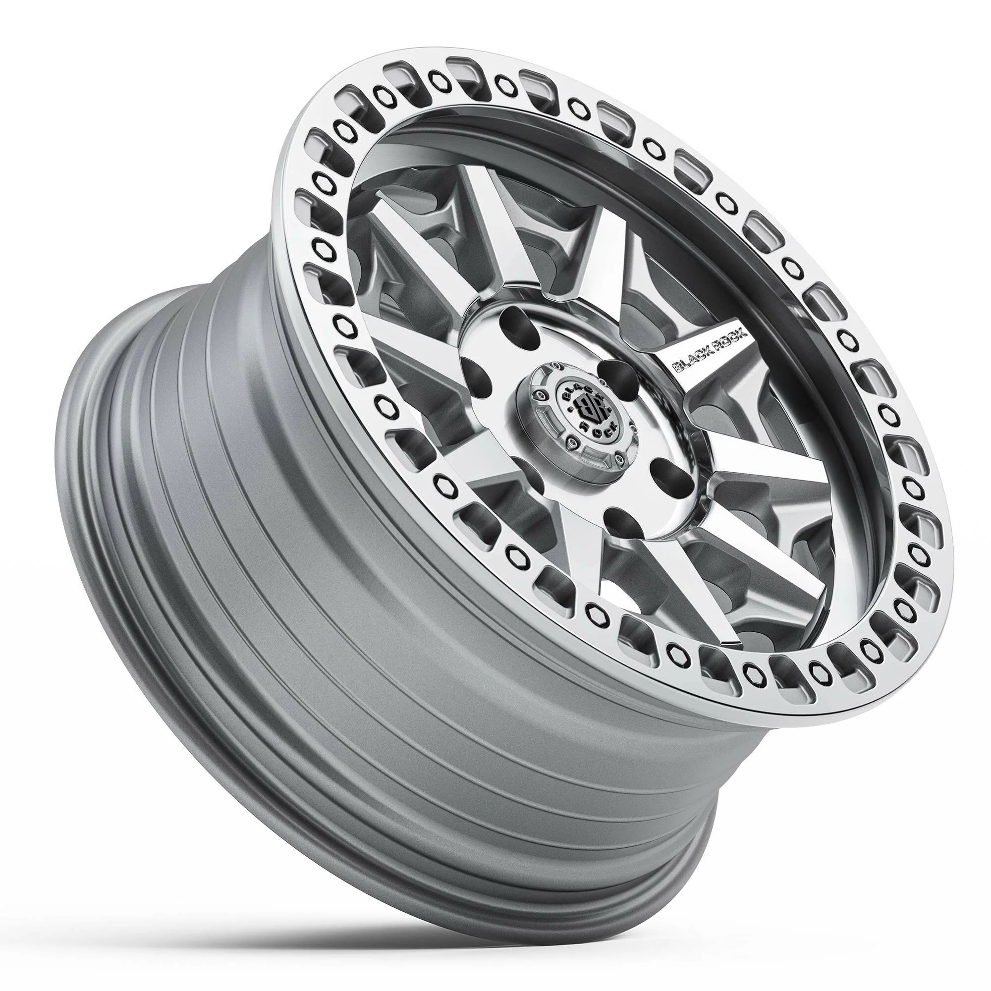 BLACK ROCK CAGE SILVER MACHINED 17X8 - Image 3