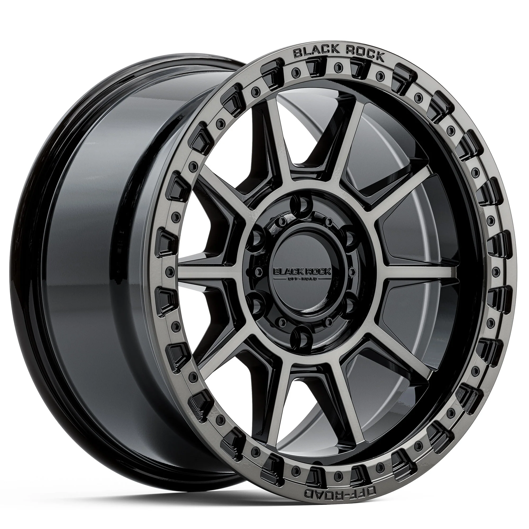 BLACK ROCK GUNNER GLOSS BLACK WITH DARK TINT 18X9 6X139.7