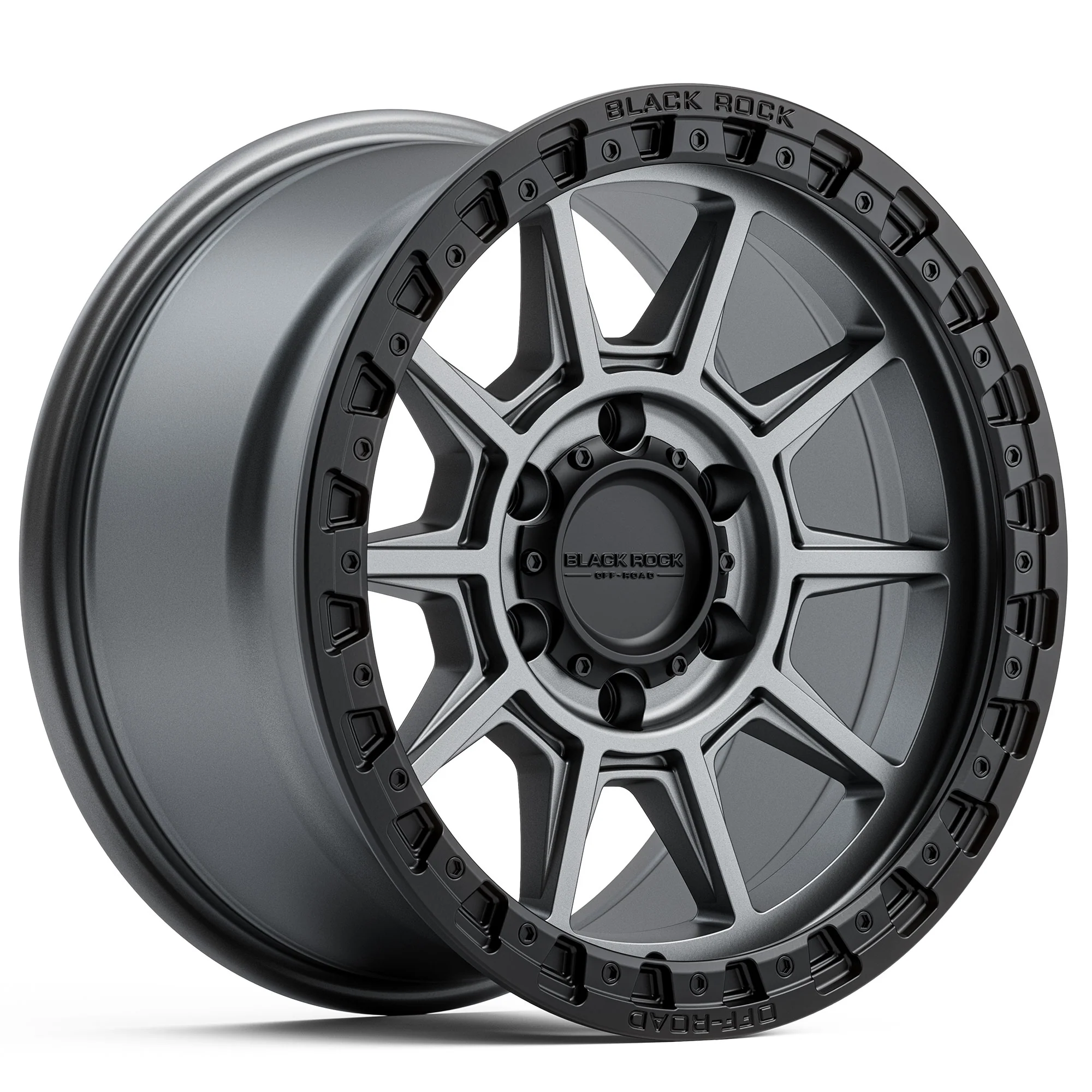 BLACK ROCK GUNNER GUNMETAL GREY WITH BLACK RING 17X9 6X139.7
