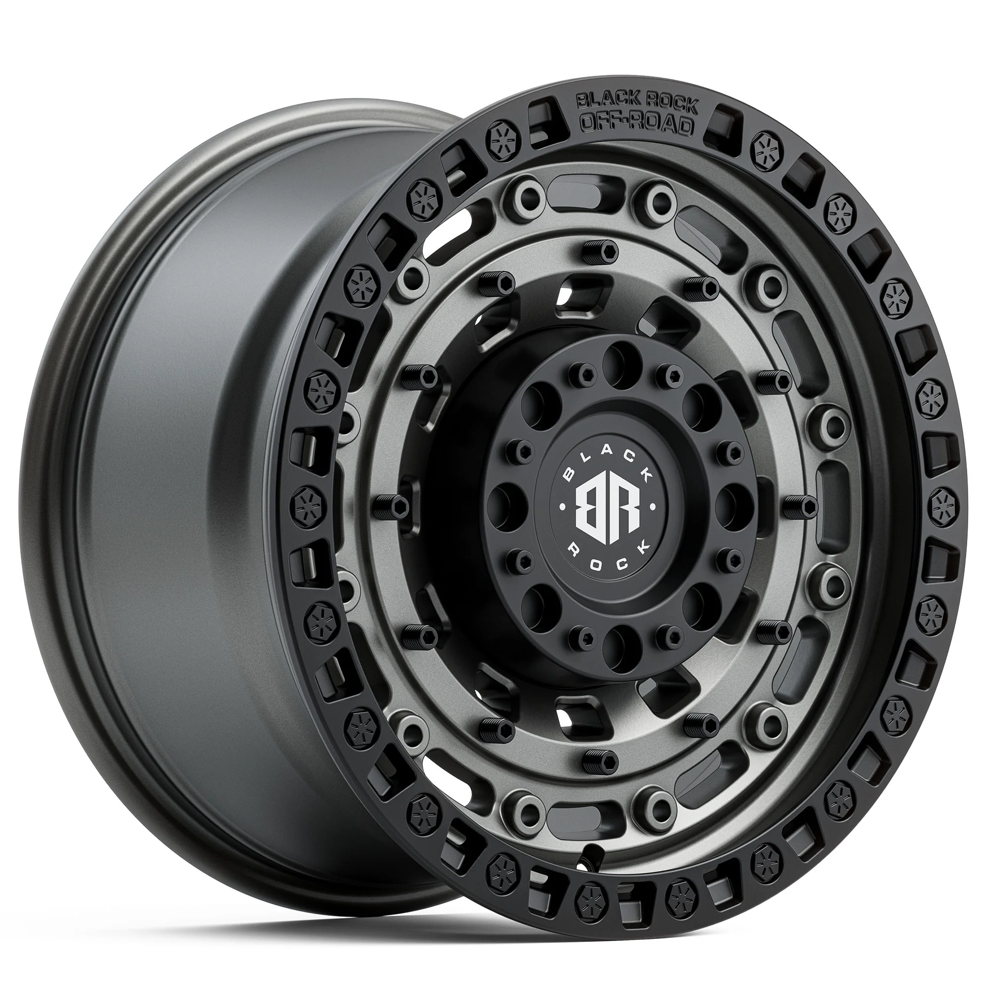 BLACK ROCK MILITARY GUNMETAL GREY WITH BLACK RING 17X9 6X139.7