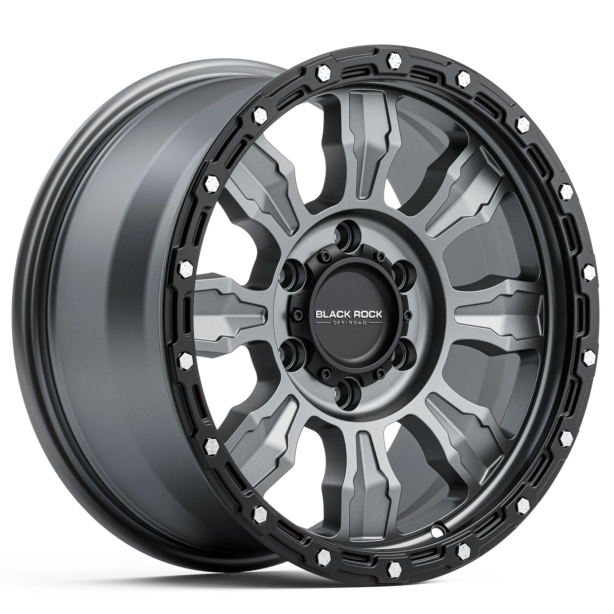 BLACK ROCK VENTURE GUNMETAL GREY BLACK RING 17X8.5 6X139.7