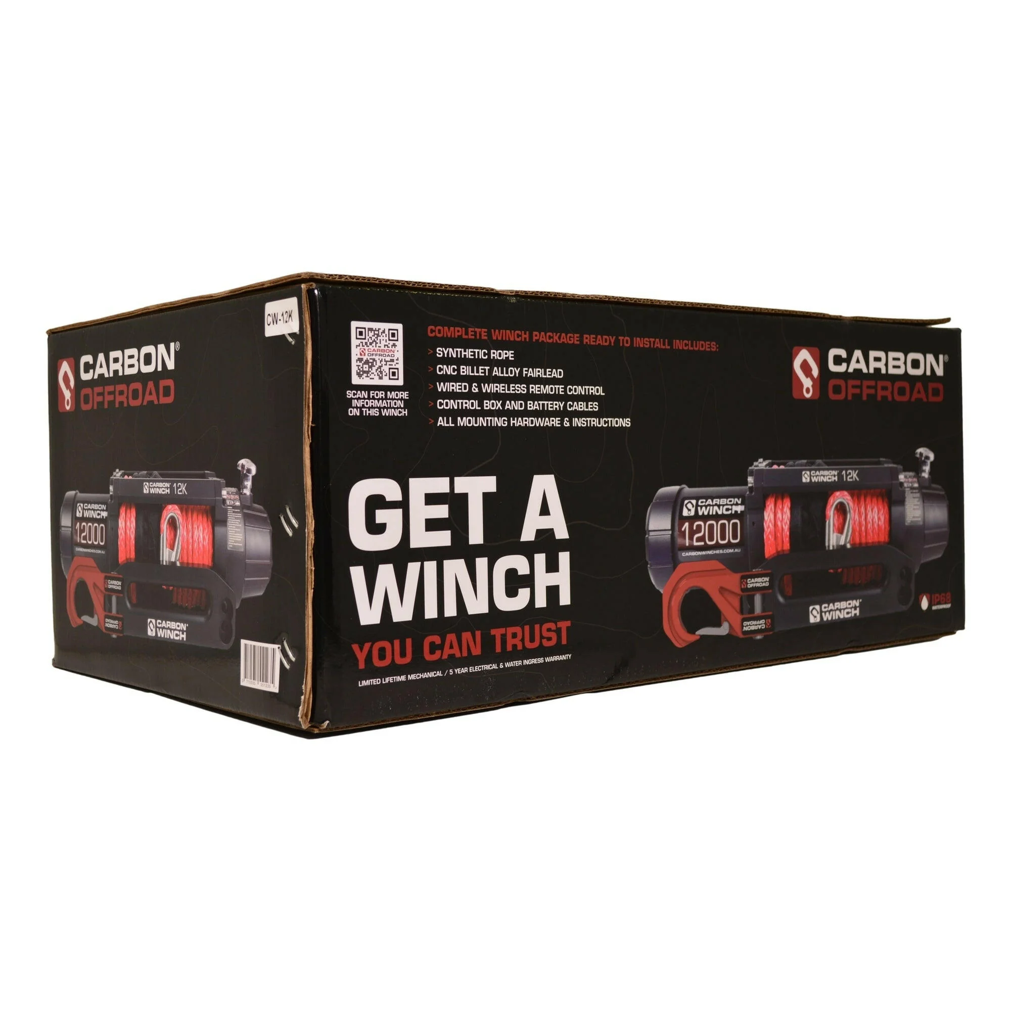 Carbon 12K 12000lb Electric Winch With Black Rope & Hook VER. 2 - Image 14