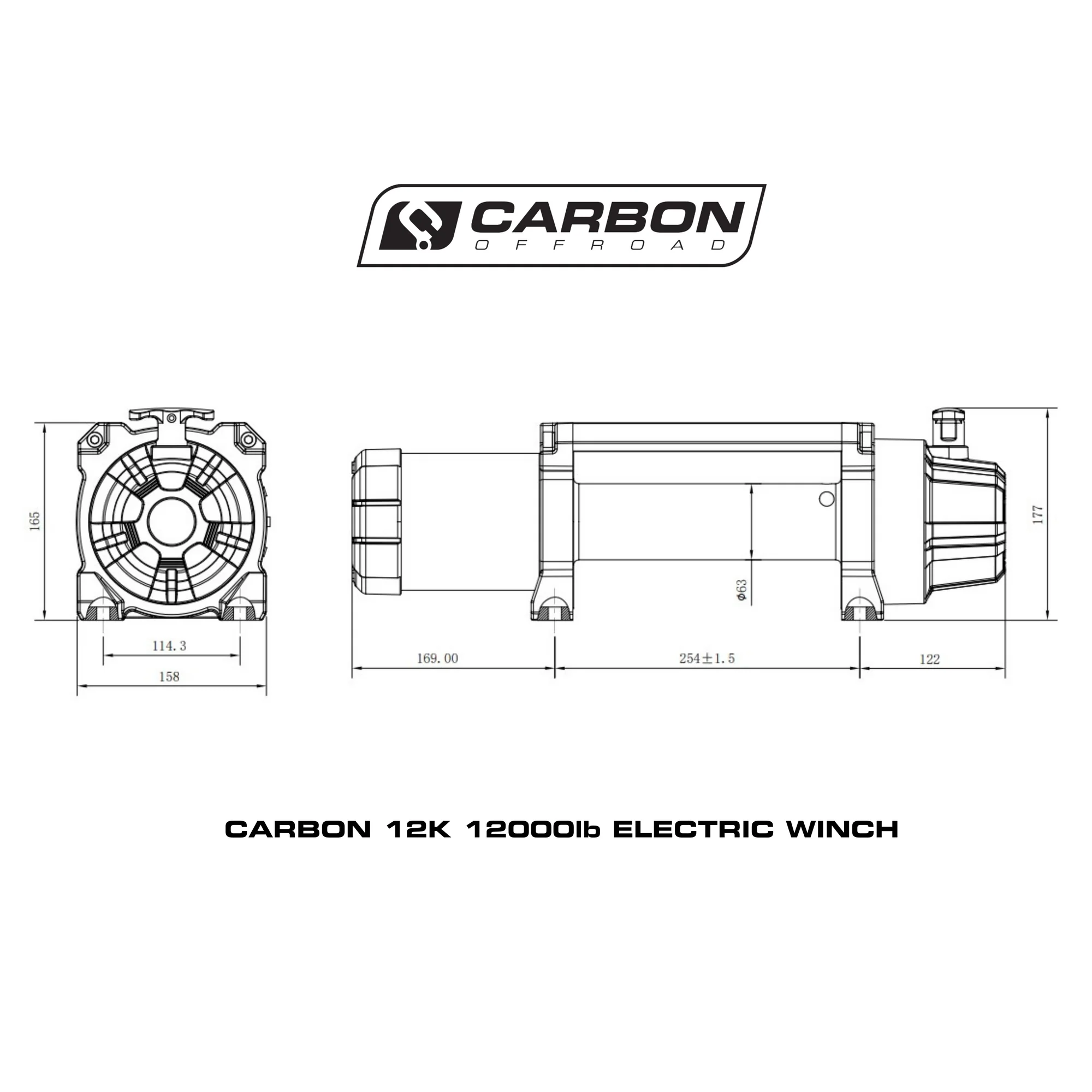 Carbon 12K 12000lb Electric Winch With Black Rope & Hook VER. 2 - Image 15