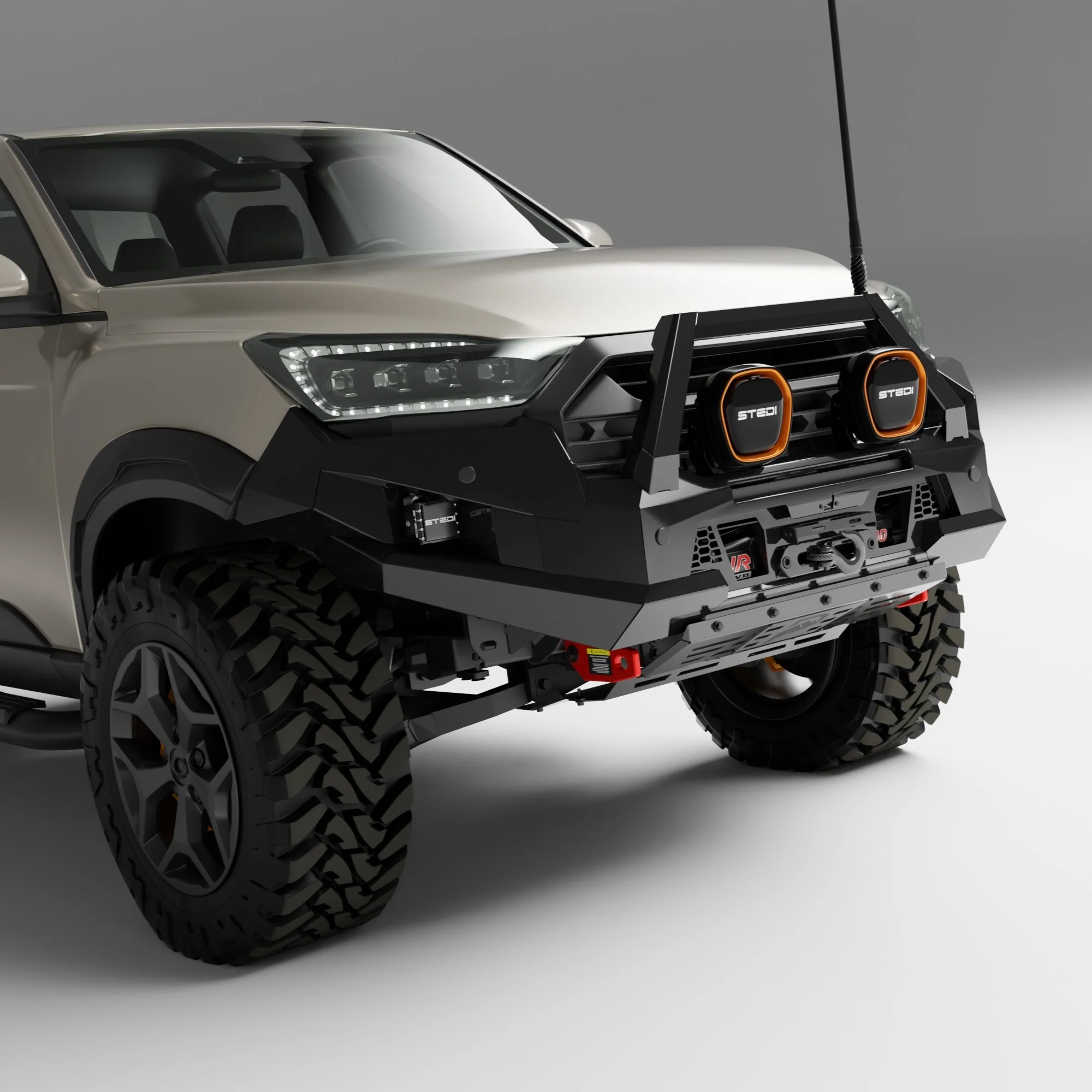 PEAK R1 NightHawk Steel Bull Bar For KGM SsangYong Musso Ultimate 2025+ (Single Loop) - Image 7