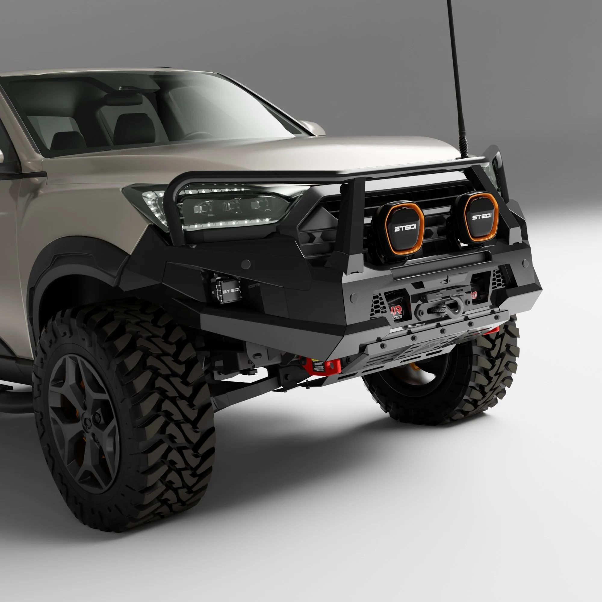 PEAK R1 NightHawk Steel Bull Bar For KGM SsangYong Musso Ultimate 2025+ (Triple Loop) - Image 7