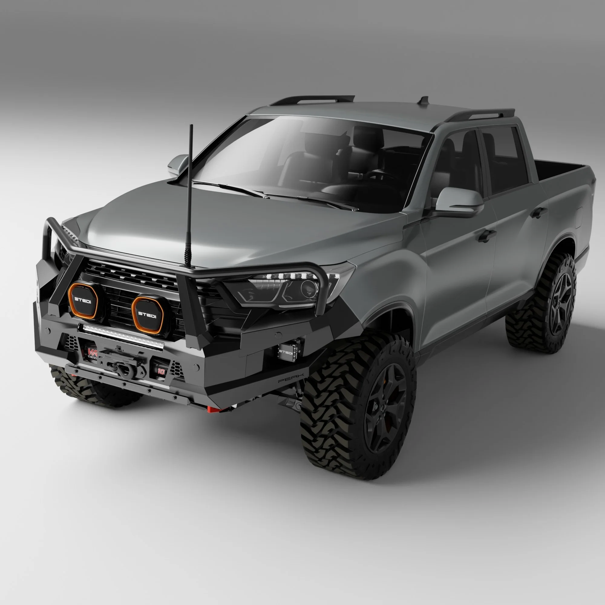 PEAK M1 NightHawk Steel Bull Bar For KGM SsangYong Musso (Triple Loop) - Image 4